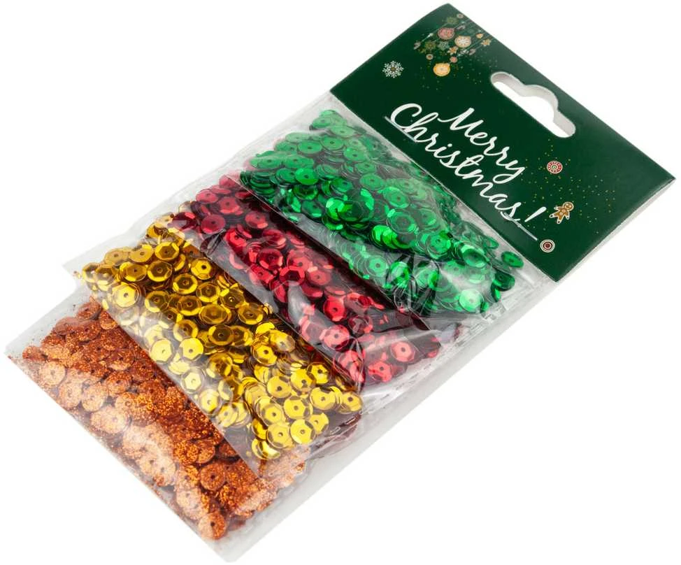 Blizgučiai žvyneliai dekoravimui, 6 mm, 4 spalvų (1 rinkinys)