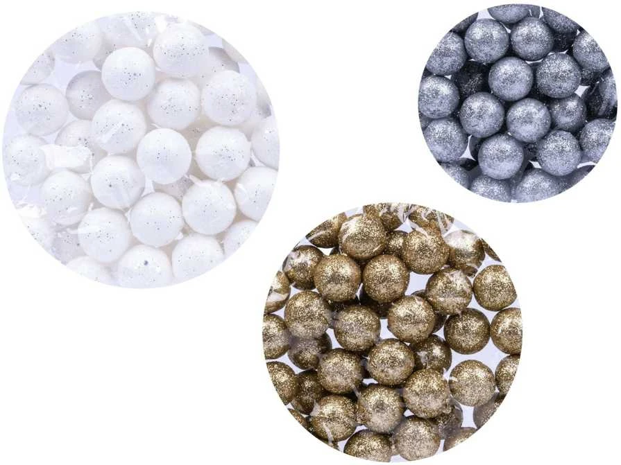 Blizgūs putplasčio rutuliukai dekoracijoms, 50 vnt.