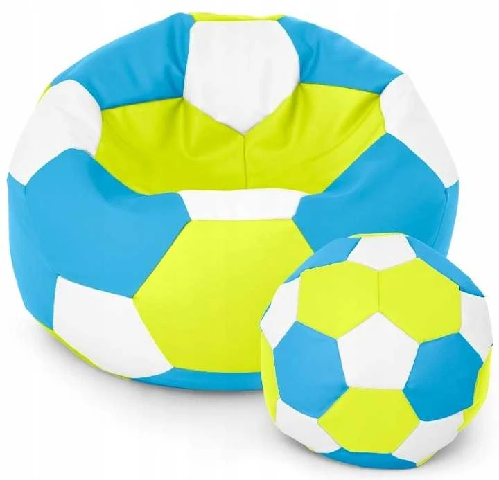 Blue Sėdmaišis su pufu Ball XXXL (80 cm), Lime/Mėlyna/Baltas