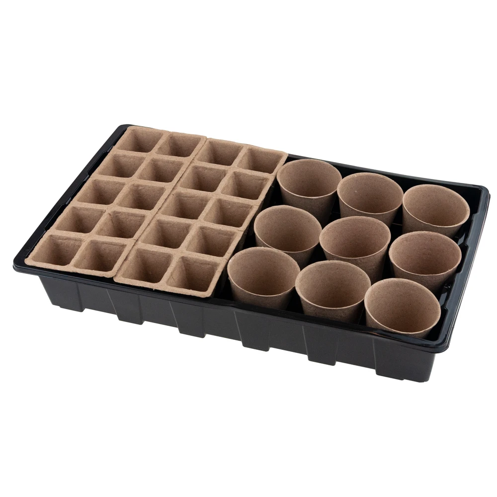 Daigų auginimo rinkinys su 40 apvalių durpinių vazonėlių ir priedais