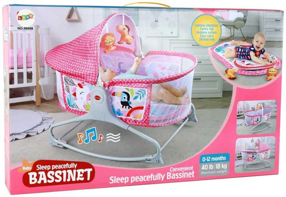 Daugiafunkcinė lovytė 2in1, rožinė