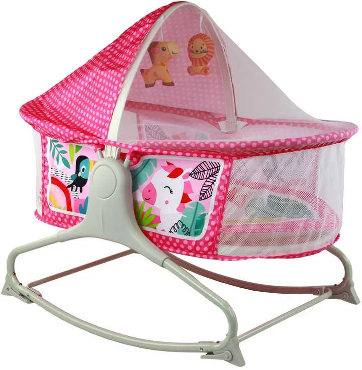 Daugiafunkcinė lovytė 2in1, rožinė