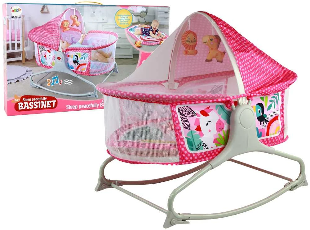 Daugiafunkcinė lovytė 2in1, rožinė