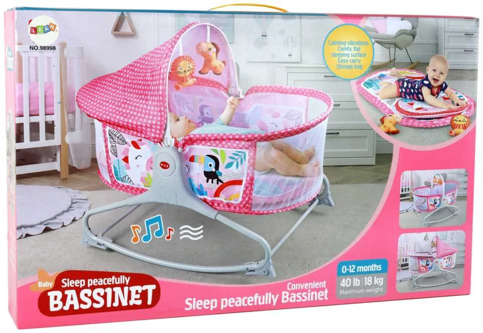 Daugiafunkcinė lovytė 2in1, rožinė