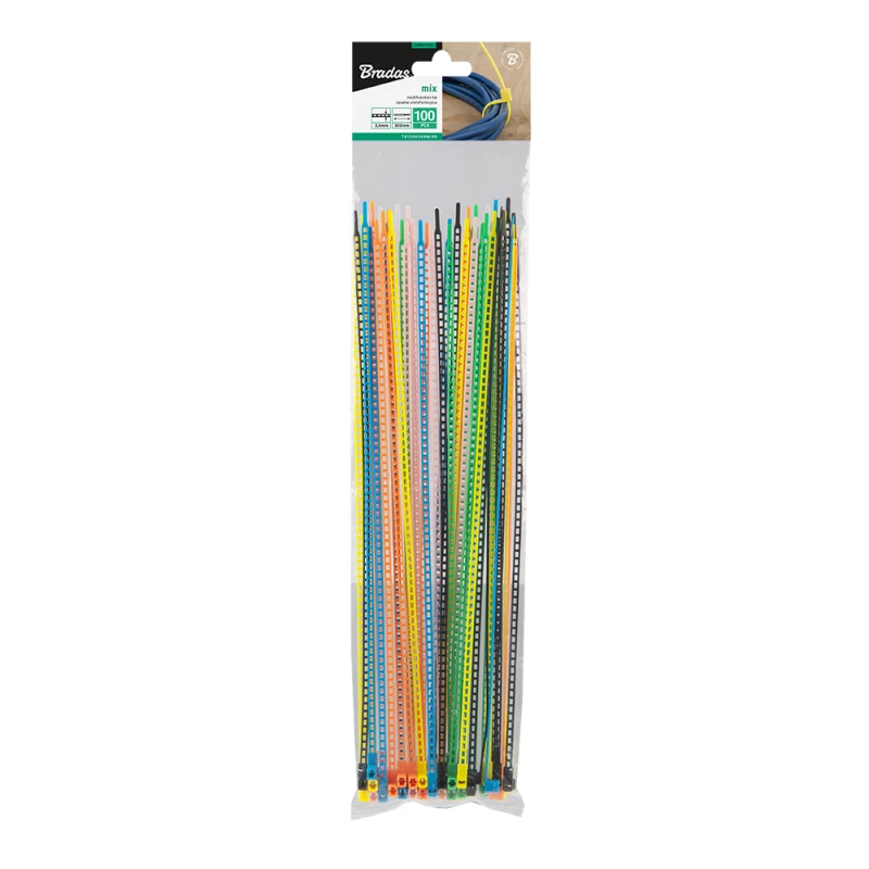 Daugiafunkciniai tvirtinimo dirželiai Bradas 7-COLOUR MIX, 3,6 x 300 mm, 100 vnt.