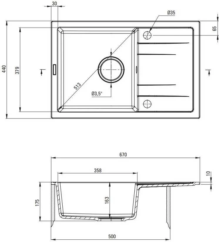 Deante granitinė virtuvinė plautuvė Deante Corio, ZRC_G113, Metallic graphite