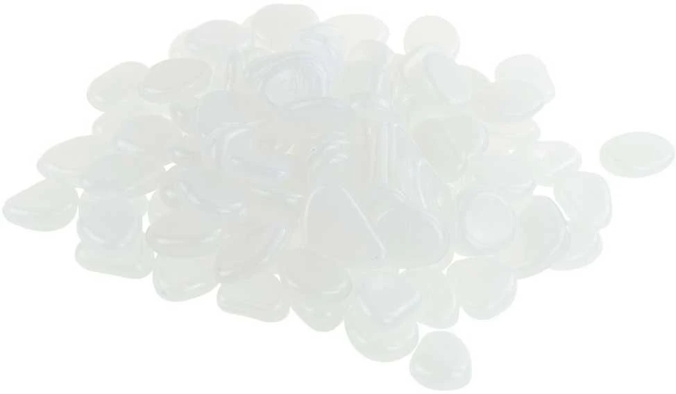 Dekoratyviniai fluorescenciniai akmenukai, balti, 100 vnt.