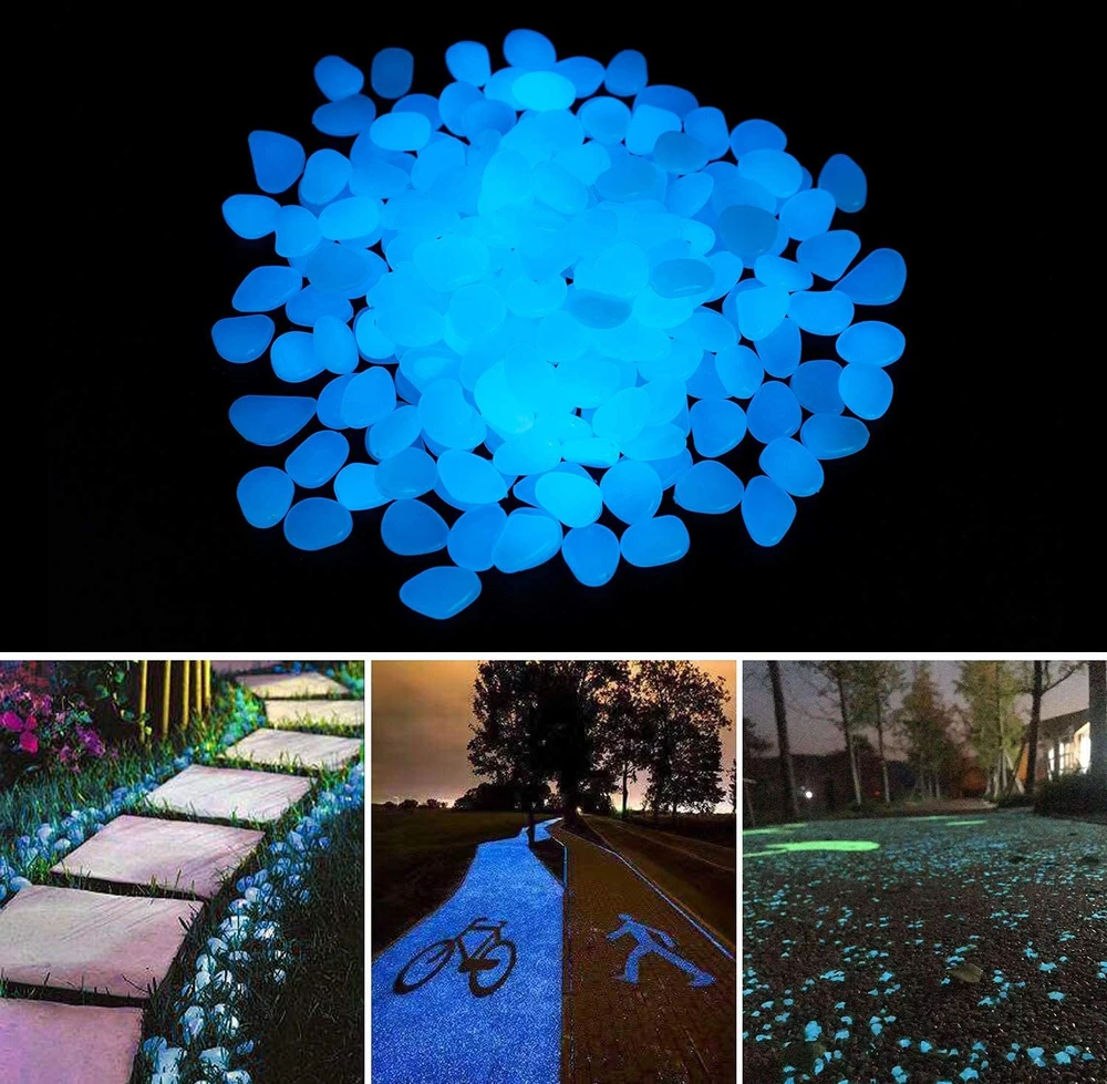 Dekoratyviniai fluorescenciniai akmenukai, mėlyni, 100 vnt.