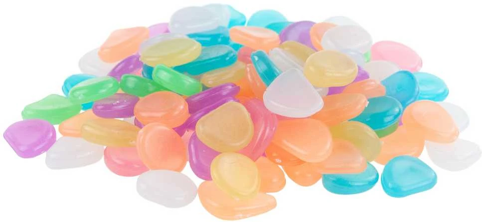 Dekoratyviniai fluorescenciniai akmenukai, spalvoti, 100 vnt.