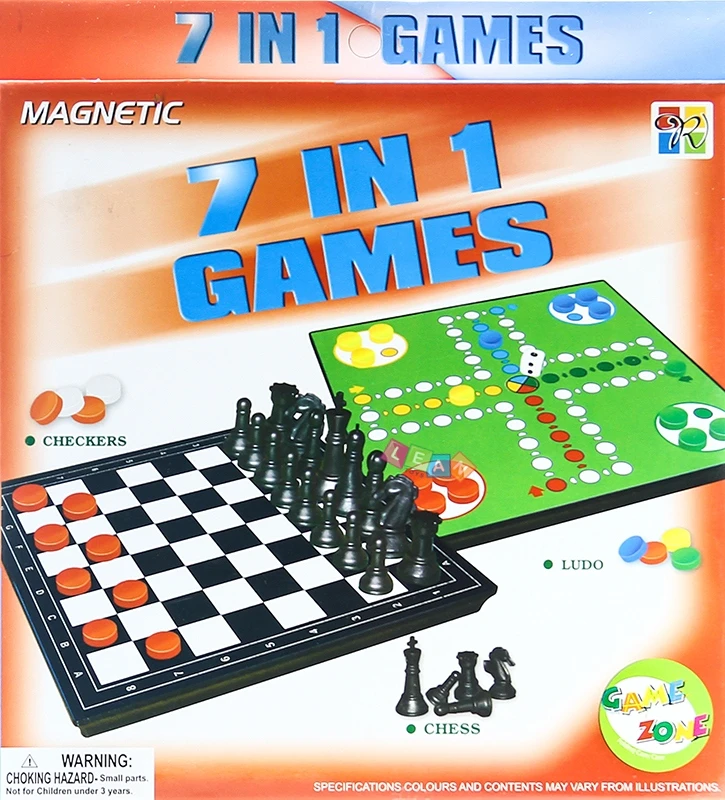 Lean Toys Magnetinės žaidimų lentos rinkinys 7 viename šachmatų Ludo Backgammon juodraščiai aprašymas - Prekės nuotrauka
