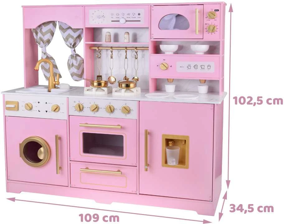 Didelė medinė Glamour stiliaus virtuvė vaikams