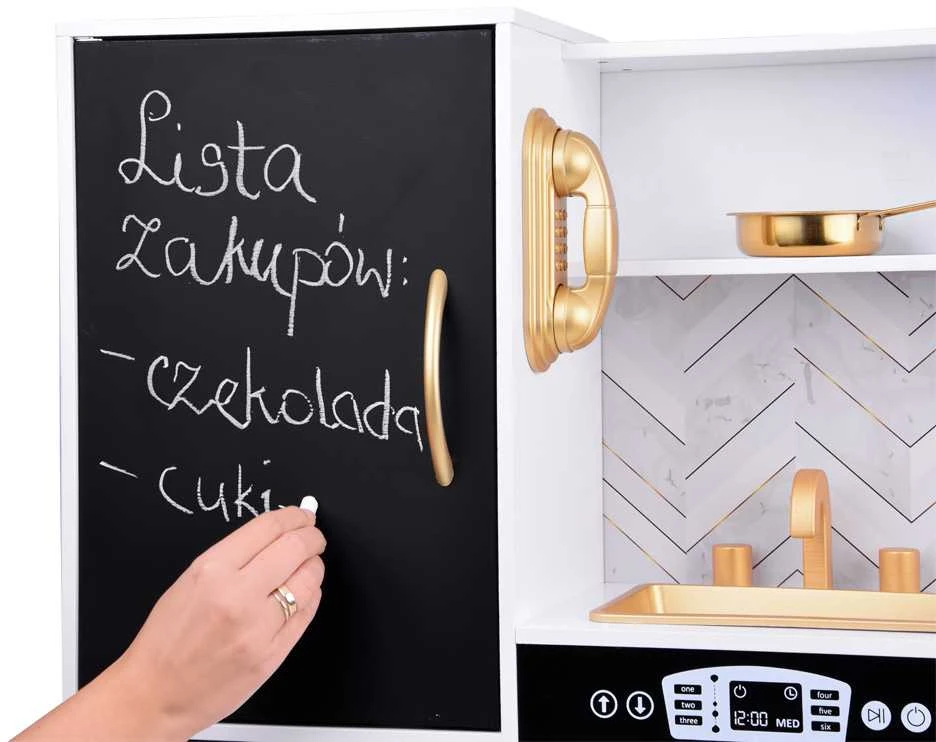 Didelė medinė virtuvė vaikams, balta