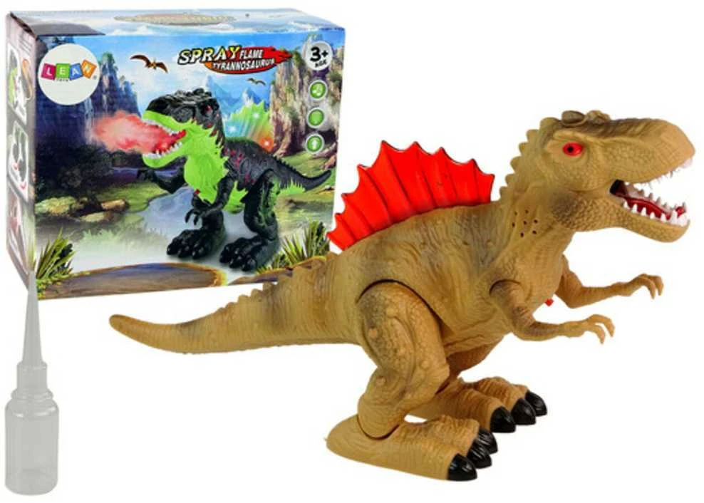 Dinozauras su ugnies alsavimo ir kitais efektais, rudas