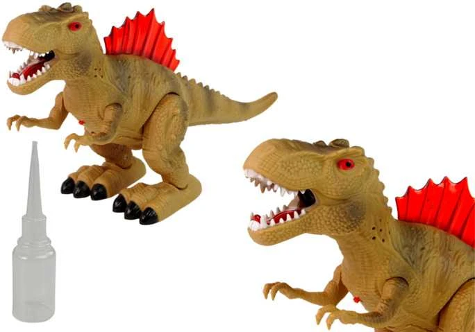 Dinozauras su ugnies alsavimo ir kitais efektais, rudas