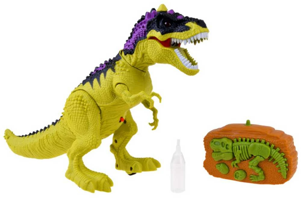 Dinozauras T-Rex su nuotolinio valdymo pultu, garsais ir šviesom, žalias