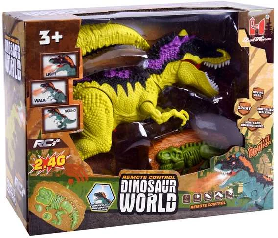 Dinozauras T-Rex su nuotolinio valdymo pultu, garsais ir šviesom, žalias