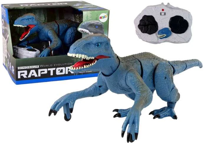 Dinozauras Velociraptor su nuotolinio valdymo pultu