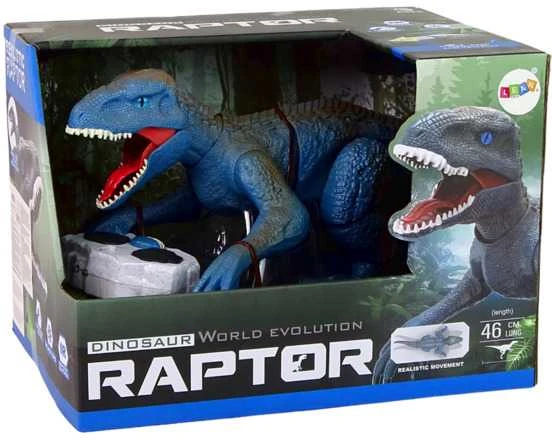 Dinozauras Velociraptor su nuotolinio valdymo pultu