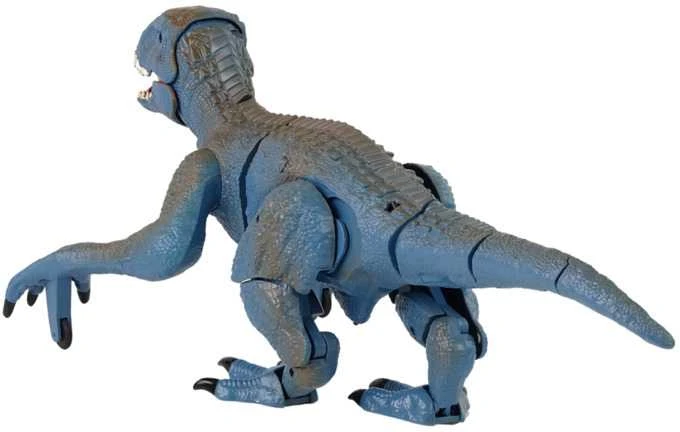 Dinozauras Velociraptor su nuotolinio valdymo pultu