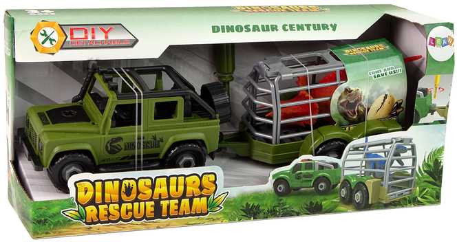 Dinozaurų transportavimo automobilis su dinozauru ir atsuktuvu, žalias
