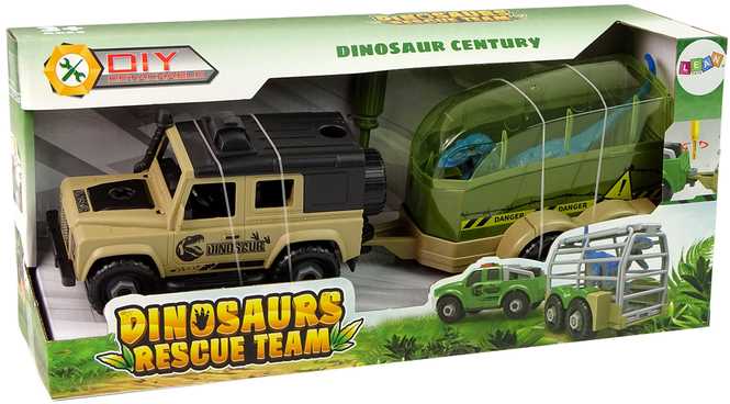Dinozaurų transportavimo automobilis su dinozauru ir atsuktuvu