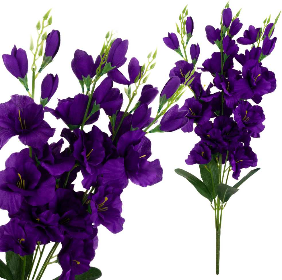 Dirbtinių kardelių puokštė, 5 vnt., violetinė