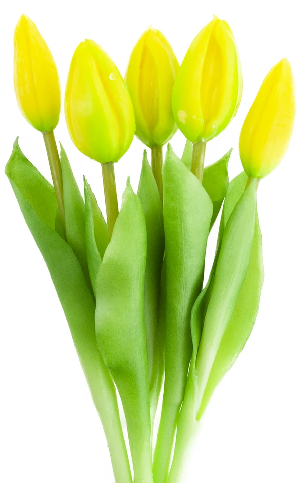 Dirbtinių tulpių puokštė, 5 vnt., geltona