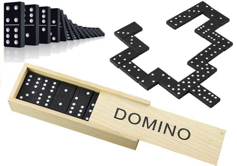 Domino žaidimas medinėje dėžutėje, 28 el.