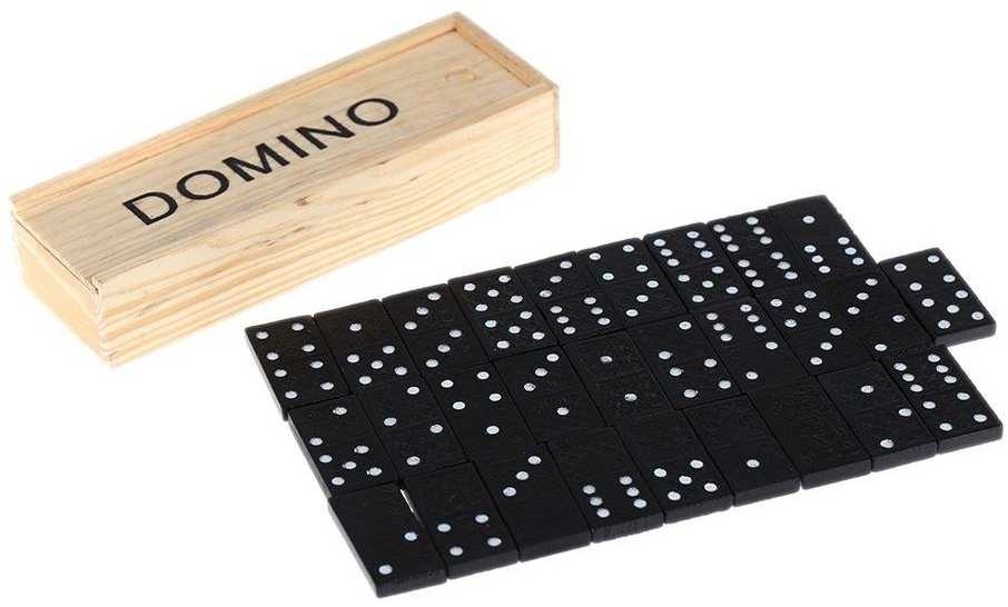Domino žaidimas medinėje dėžutėje, 28 el.