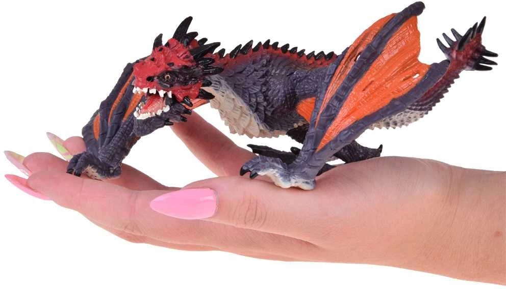Drakono figūrėlė, pilkas/oranžinis, 21 cm