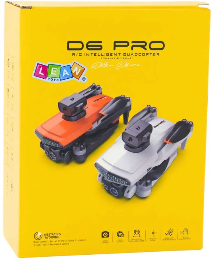 Dronas D6 PRO su kamera ir LED, šviesiai pilkas