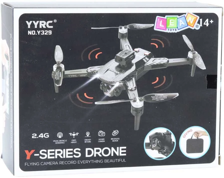 Dronas Y329 su kamera HD WiFi ir LED, Juodas Carbon