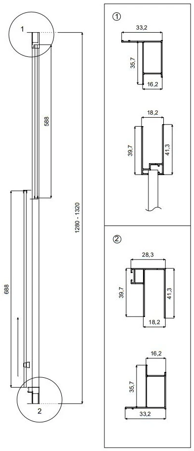 Dušo durys Besco Duo Slide, Brushed Gold, 130 x 195 cm