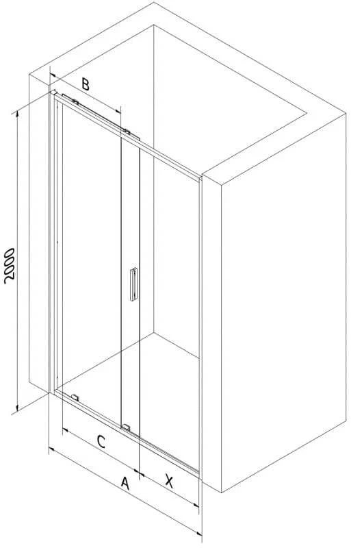 Dušo durys Mexen Exo, stumdomos, 120 cm, transparent/chrome