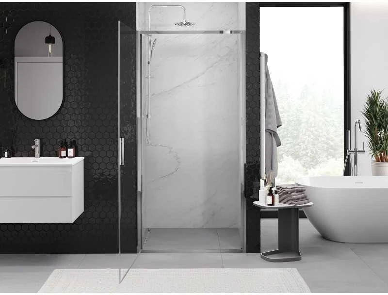 Dušo durys Mexen Exo, varstomos, 90 cm, transparent/chrome