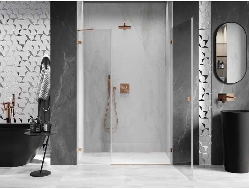 Dušo durys Mexen Lunar-B, dešinė, 110 cm, transparent/brushed copper