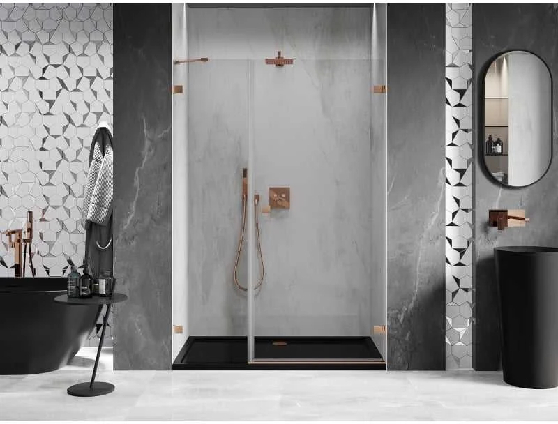 Dušo durys Mexen Lunar-B, dešinė, 125 cm, transparent/brushed copper
