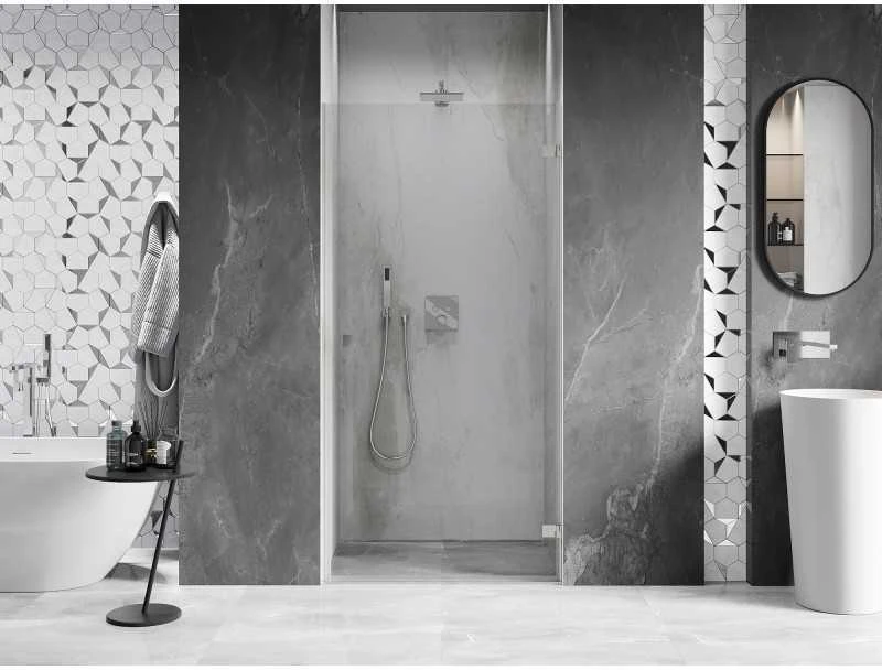 Dušo durys Mexen Lunar-B, dešinė, 60 cm, transparent/brushed nickel