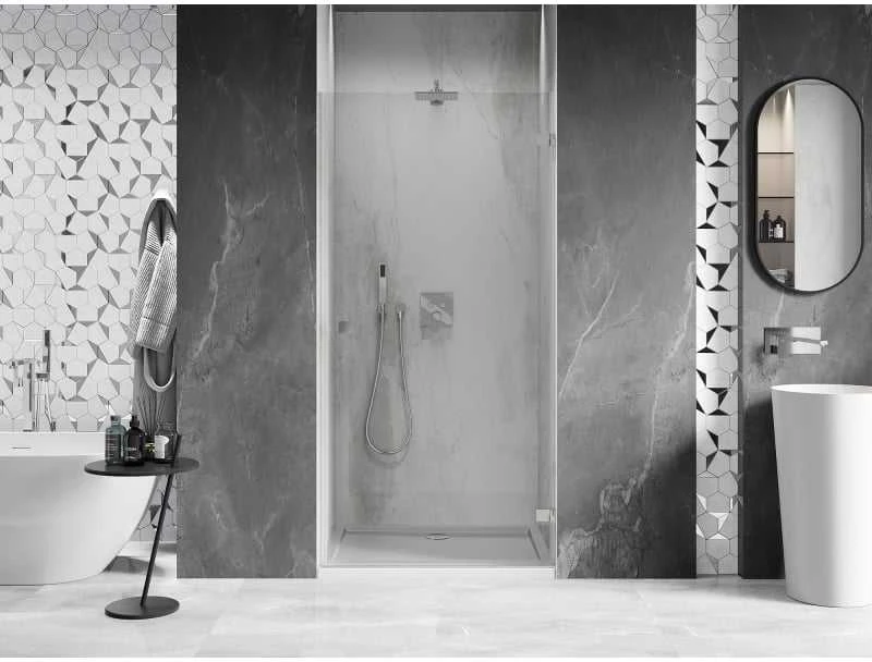Dušo durys Mexen Lunar-B, dešinė, 80 cm, transparent/brushed nickel
