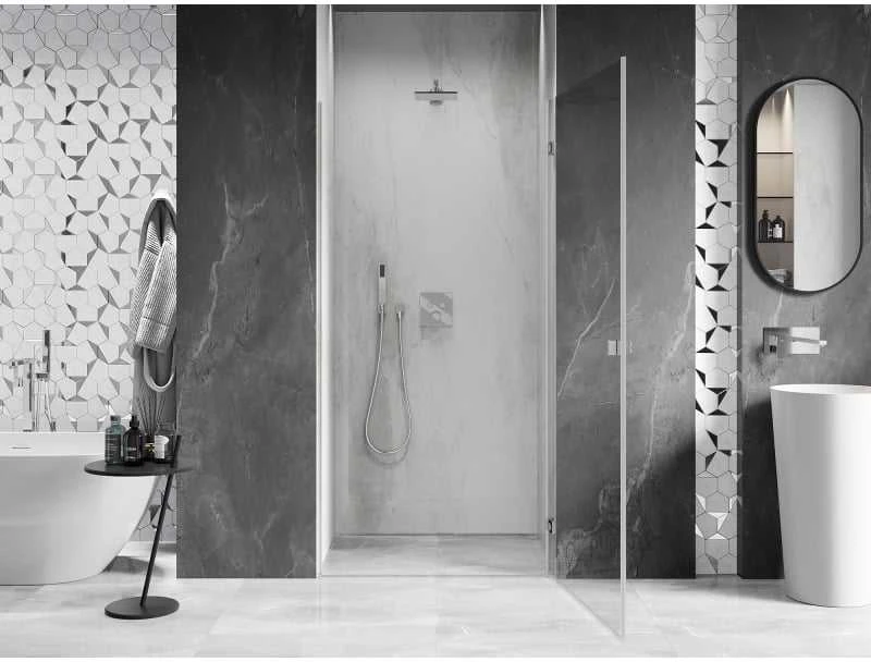 Dušo durys Mexen Lunar-B, dešinė, 90 cm, transparent/brushed nickel
