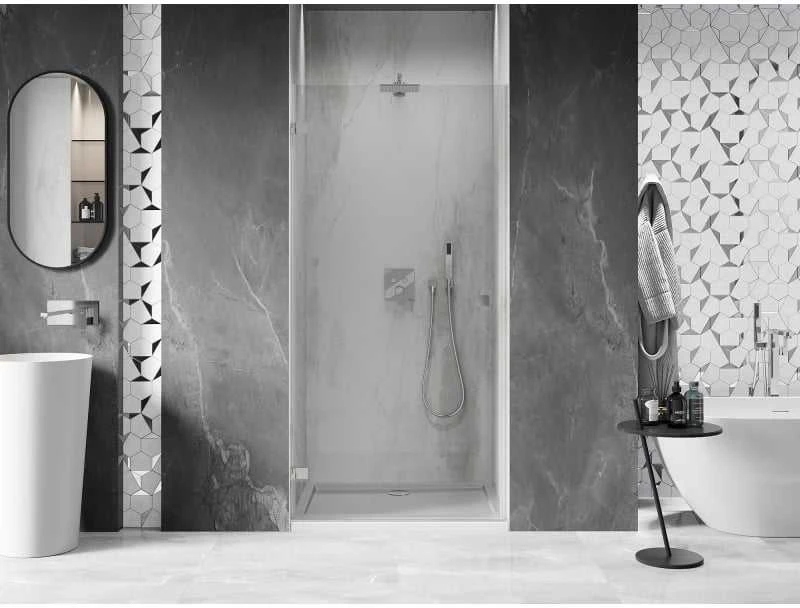 Dušo durys Mexen Lunar-B, kairė, 100 cm, transparent/brushed nickel