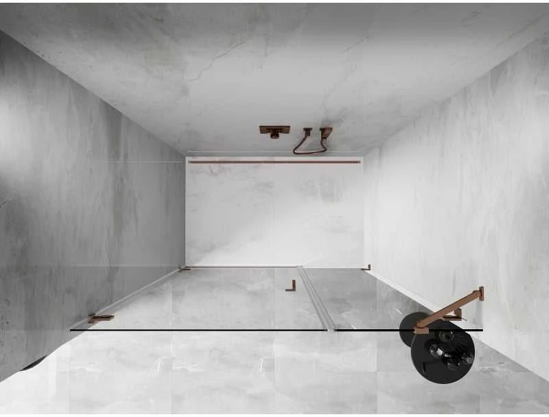 Dušo durys Mexen Lunar-B, kairė, 120 cm, transparent/brushed copper
