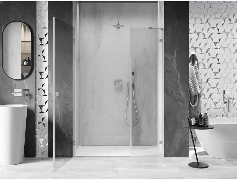 Dušo durys Mexen Lunar-B, kairė, 145 cm, transparent/brushed nickel
