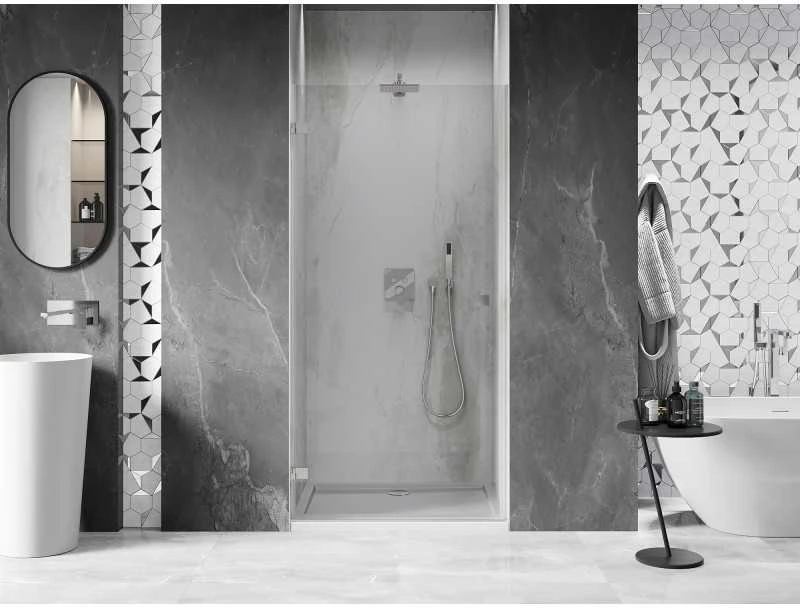 Dušo durys Mexen Lunar-B, kairė, 95 cm, transparent/brushed nickel