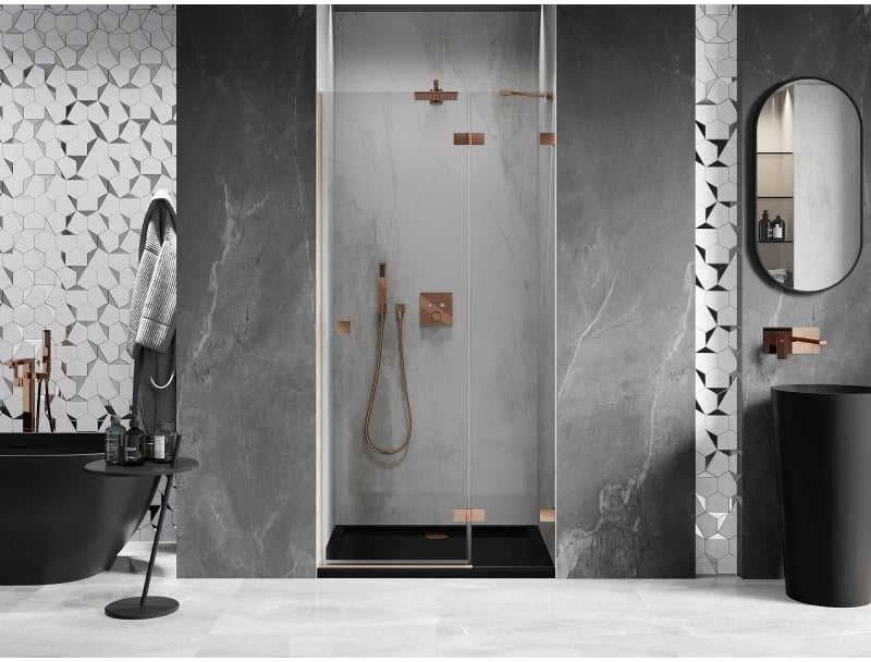 Dušo durys Mexen Lunar, dešininės 100 cm, transparent/brushed copper