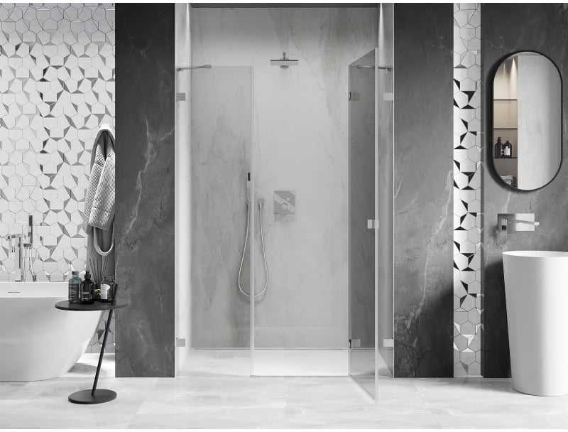 Dušo durys Mexen Lunar, dešininės, 130 cm, transparent/brushed nickel