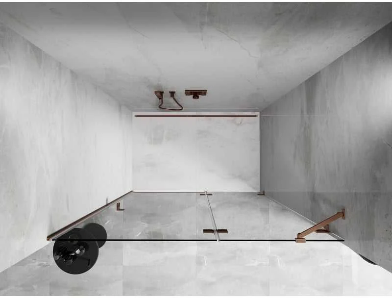 Dušo durys Mexen Lunar, dešininės 140 cm, transparent/brushed copper