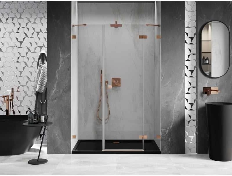 Dušo durys Mexen Lunar, dešininės, 160 cm, transparent/brushed copper