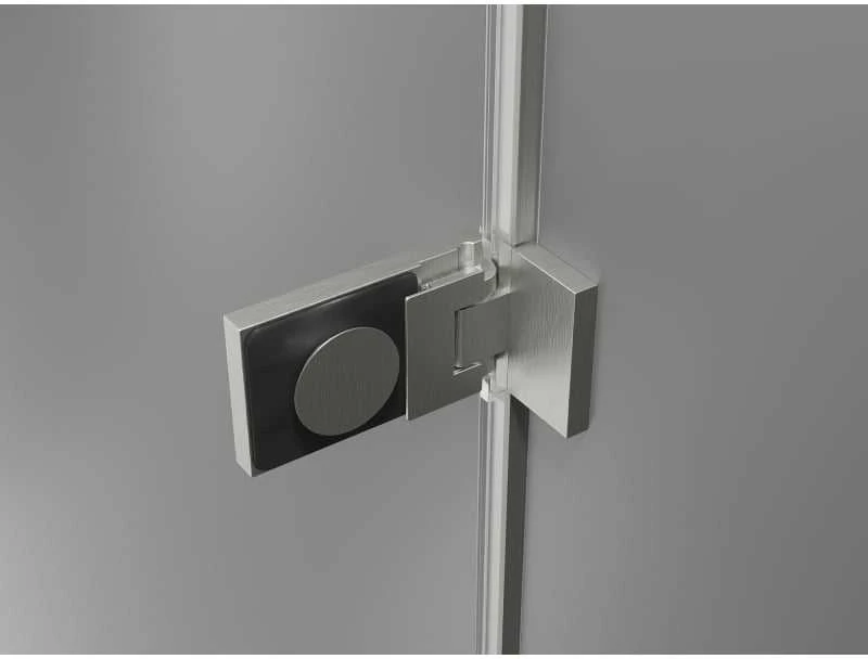 Dušo durys Mexen Lunar-F, sulankstomos, kairė, 85 cm, transparent/brushed nickel