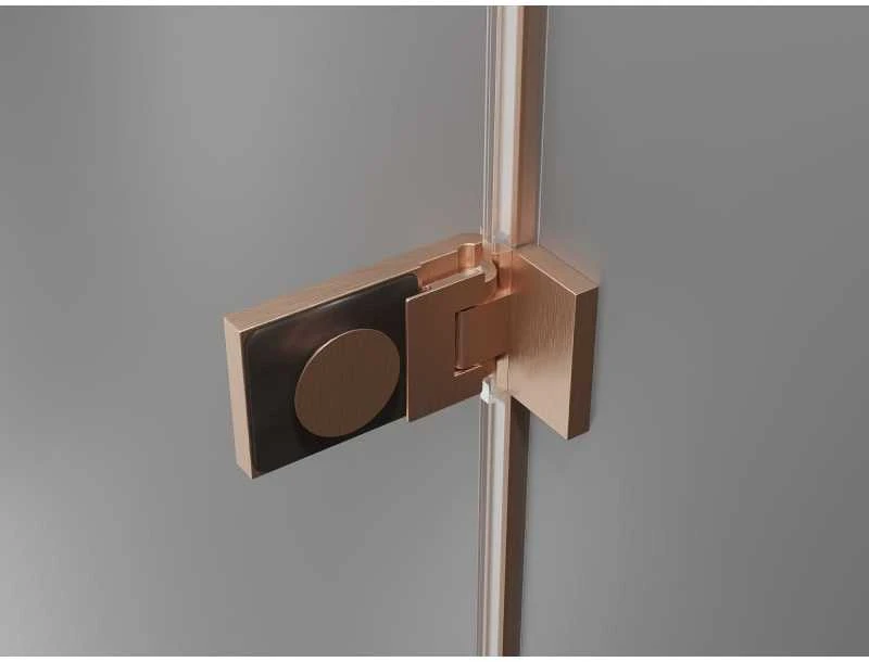 Dušo durys Mexen Lunar-F, sulankstomos, kairė, 110 cm, transparent/brushed copper